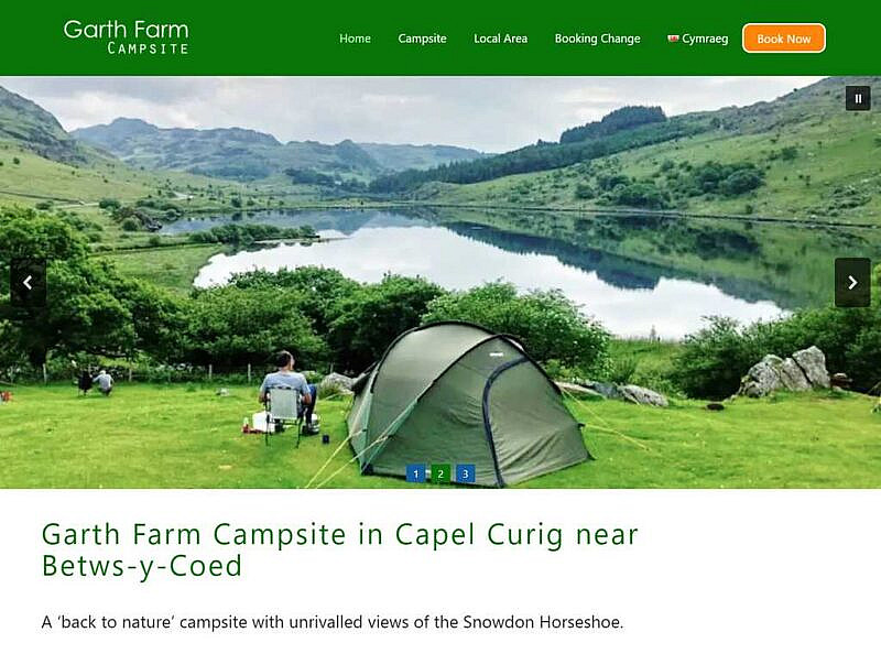 garth farm campsite website north wales